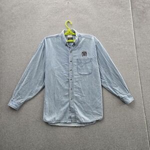 VINTAGE Sacramento Kings Men Button Up Shirt L Denim Embroidered 90s  READ